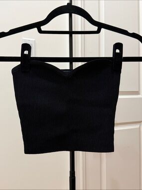Aritzia Babaton Sculpt Knit Black Ribbed Knit Strapless Tube Top